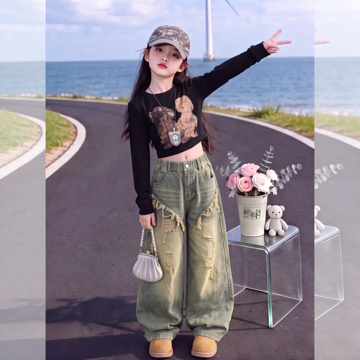 女童秋季时髦牛仔裤2026新款女孩
