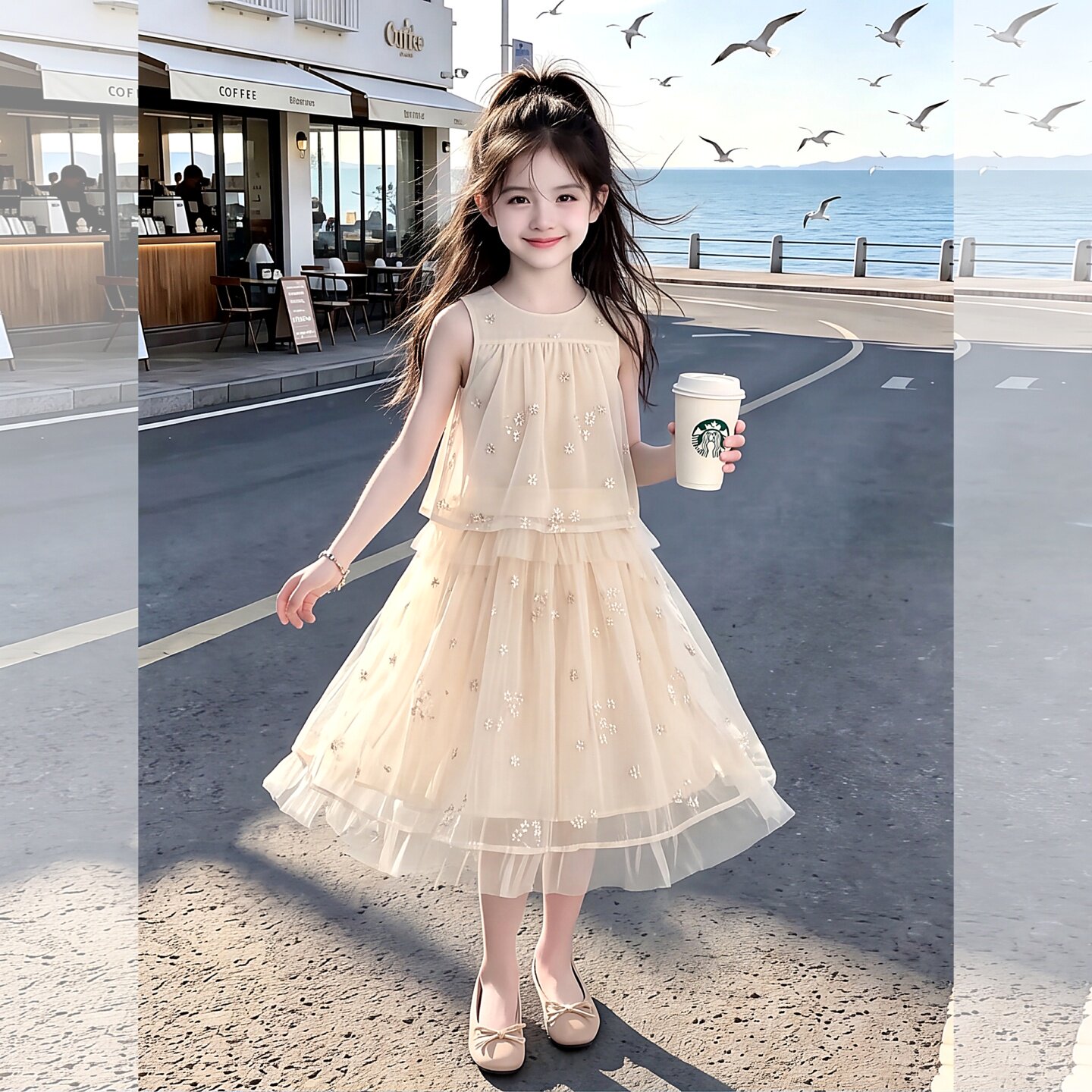 女大童刺绣裙子套装2026夏季新款