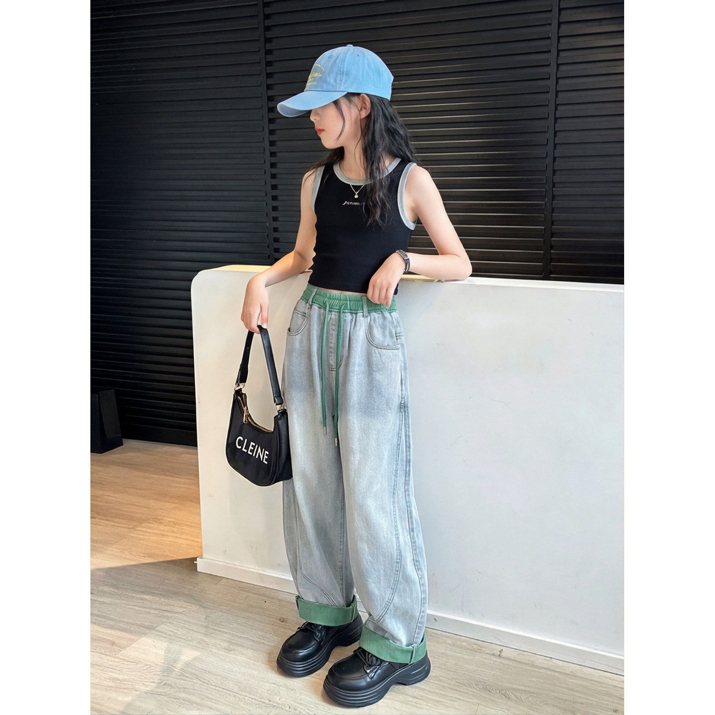 女童裤子夏季薄款牛仔弯刀裤新款
