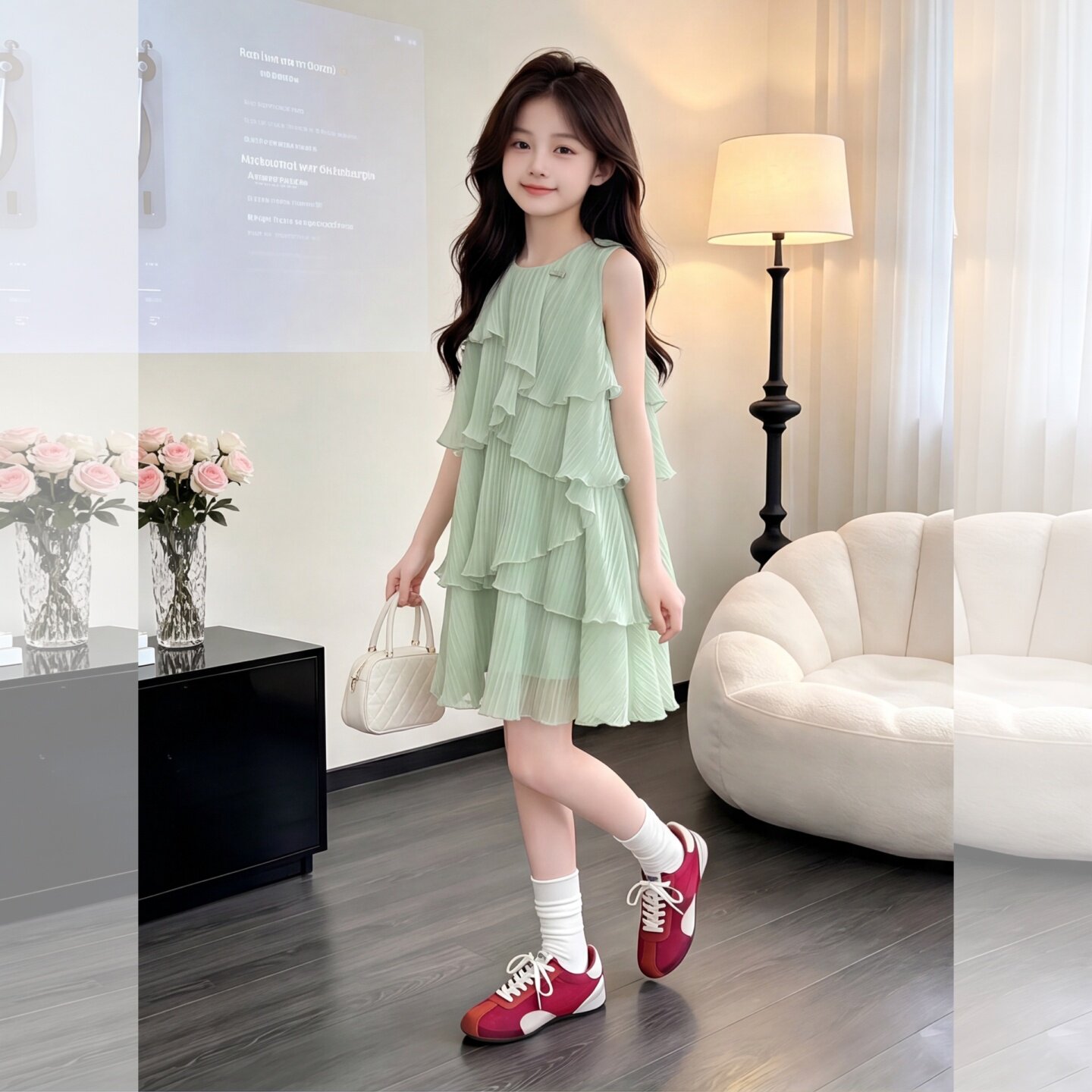 女童无袖荷叶边连衣裙2026新款夏