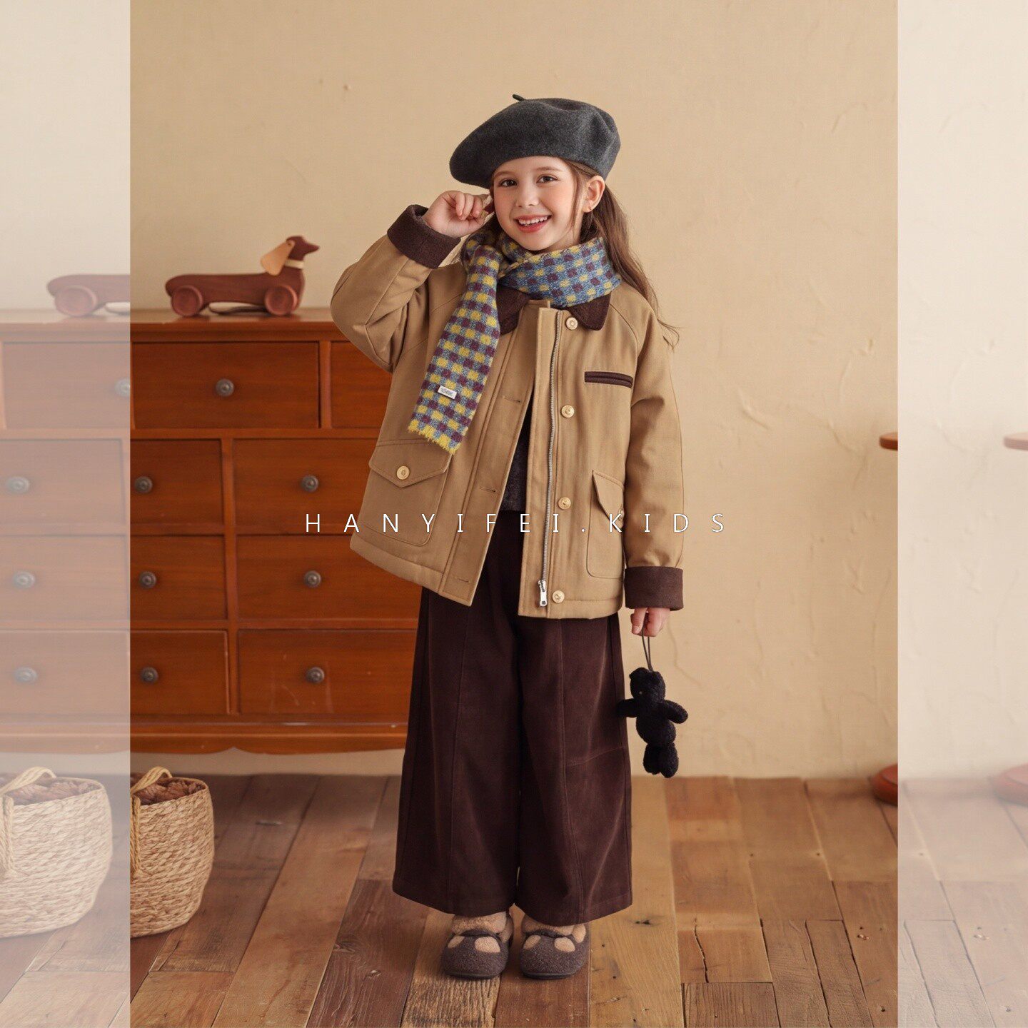 女童秋冬加绒加厚外套棉服新款