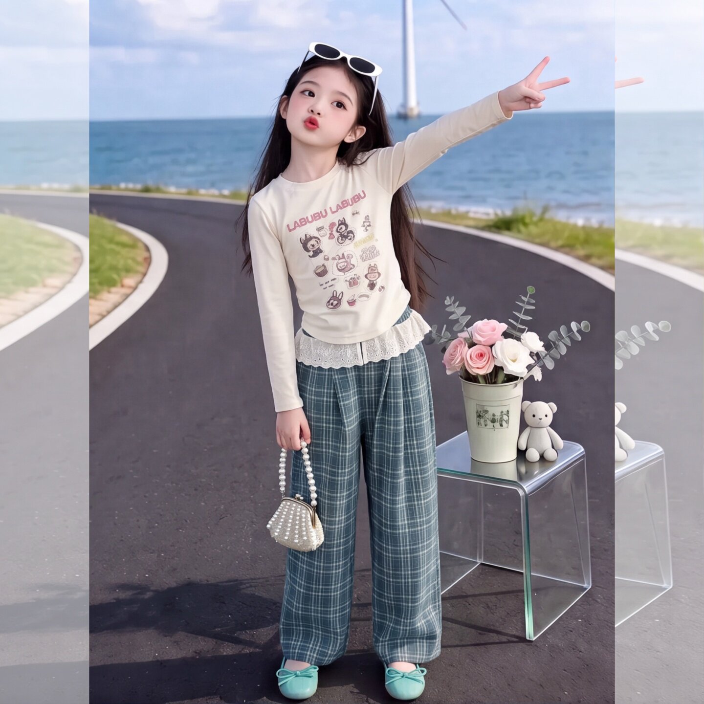女童韩系套装秋装女孩卡通印花长