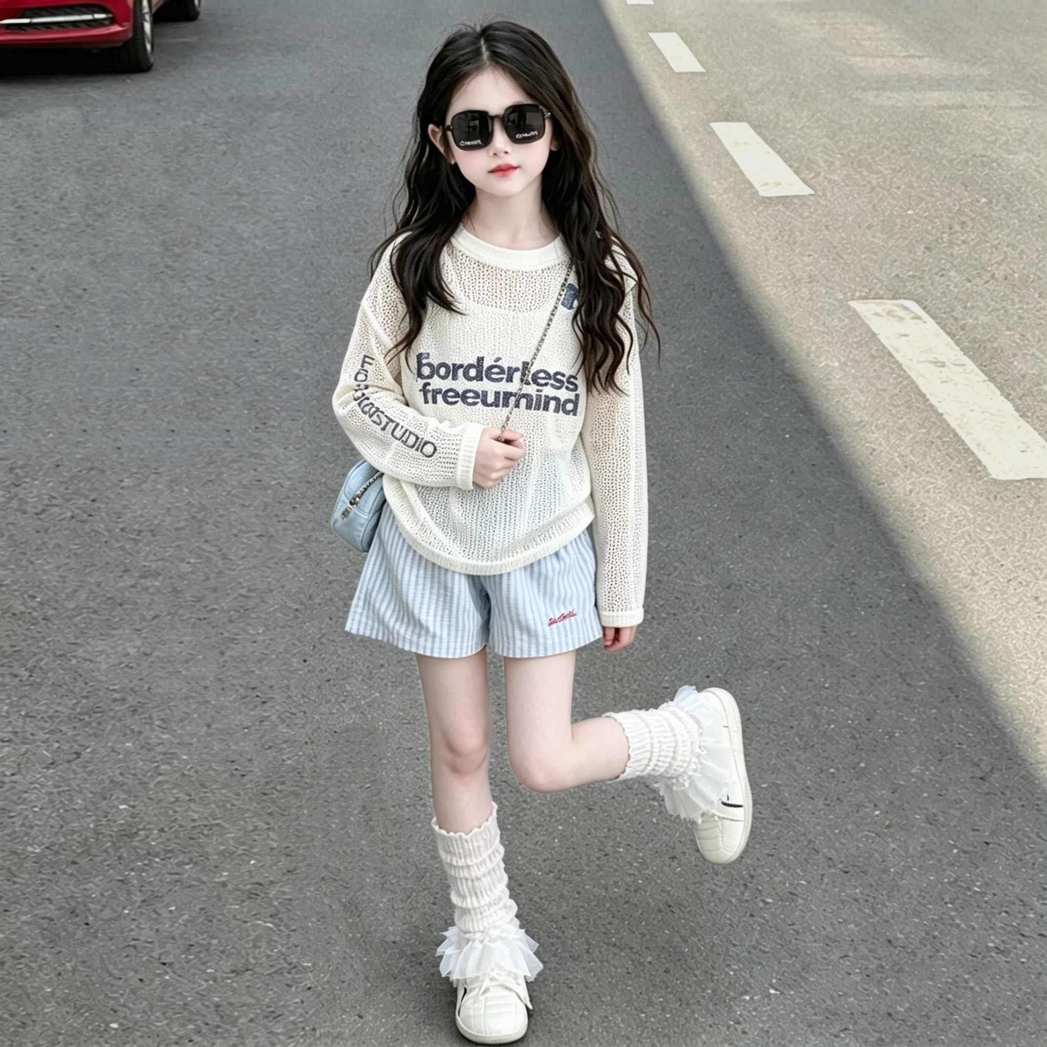 女童时尚套装洋气时髦夏装2026新款儿童装女孩韩系穿搭三件套潮酷