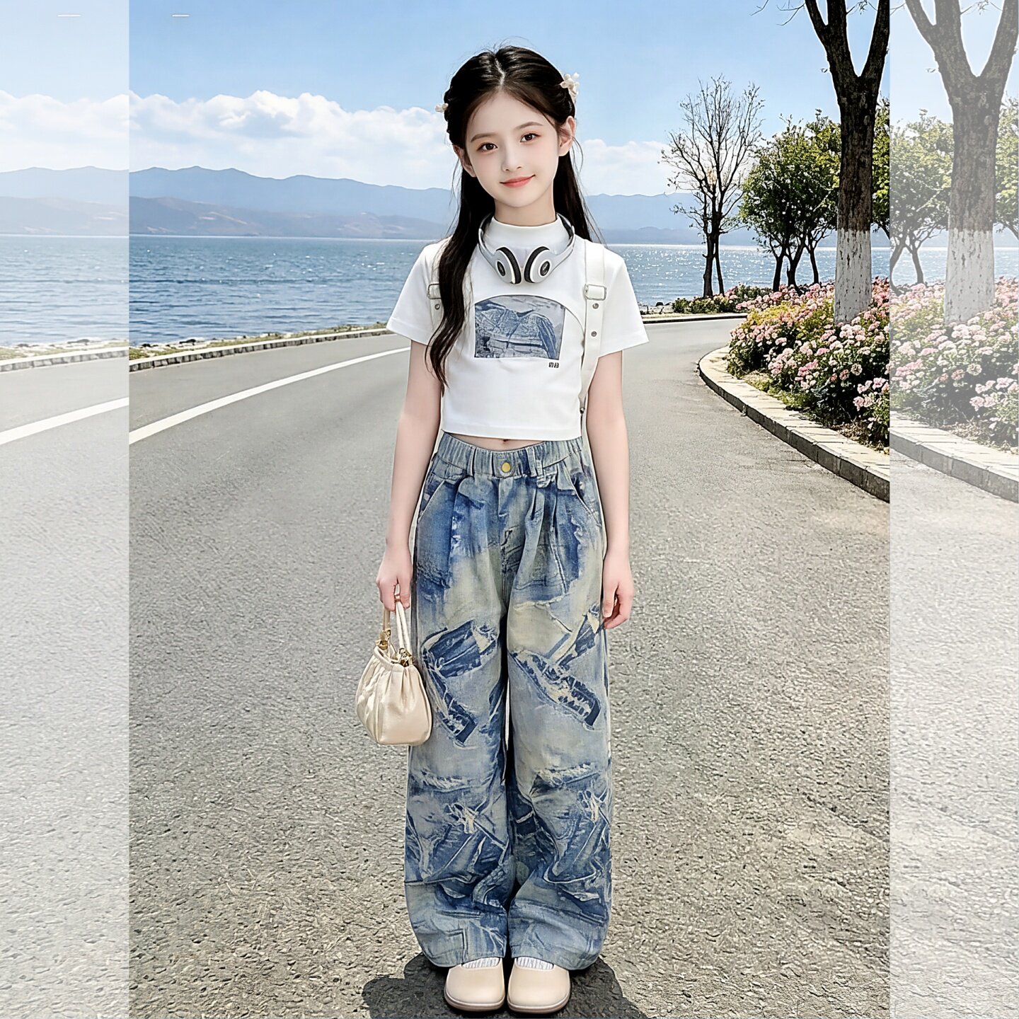 女孩爵士舞服装街舞潮服酷感印花