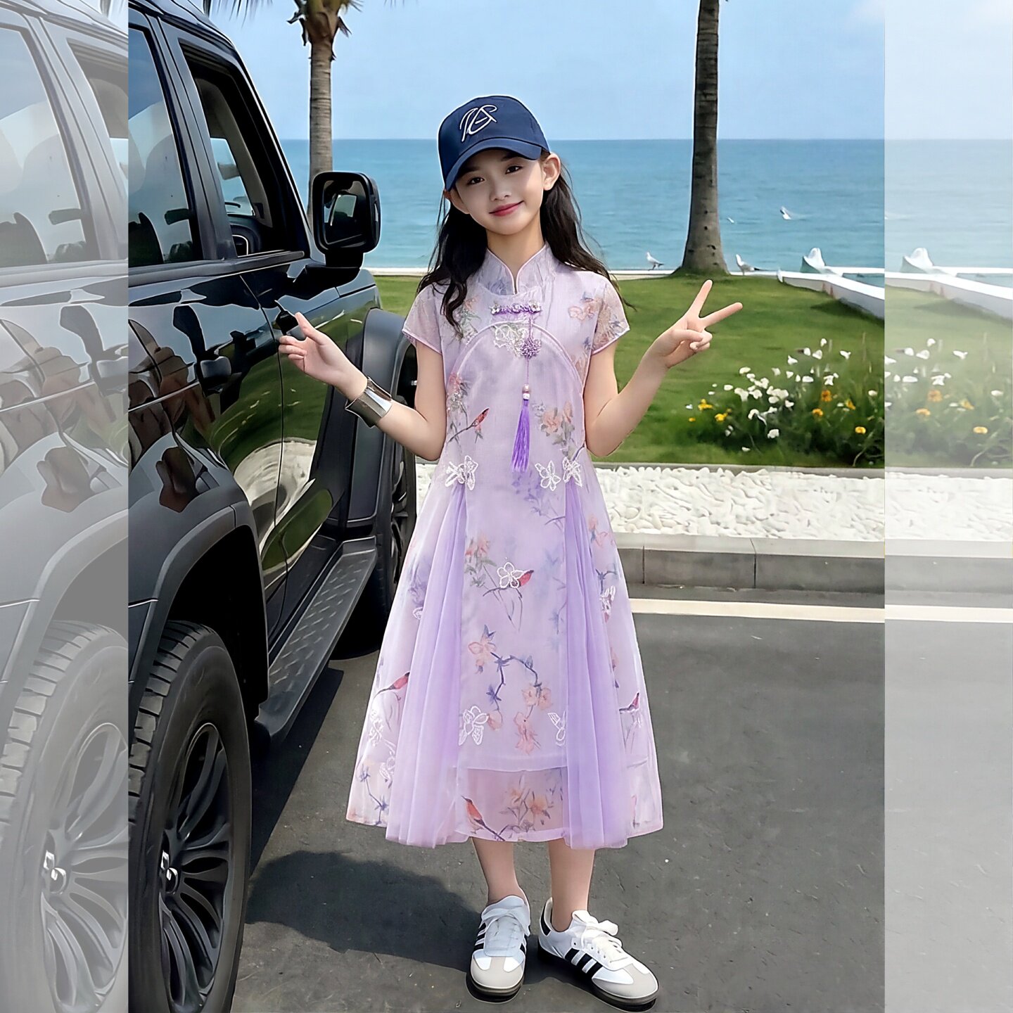 女童夏装汉服连衣裙2026新款初中生女孩旗袍裙小孩儿童中国风裙子