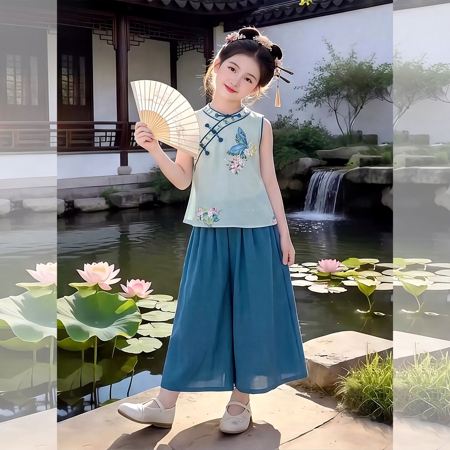 新中式女童套装2026新款夏汉服复