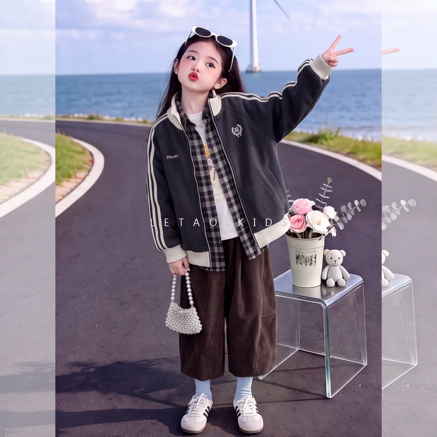 女童深秋休闲款加厚洋气棒球外套