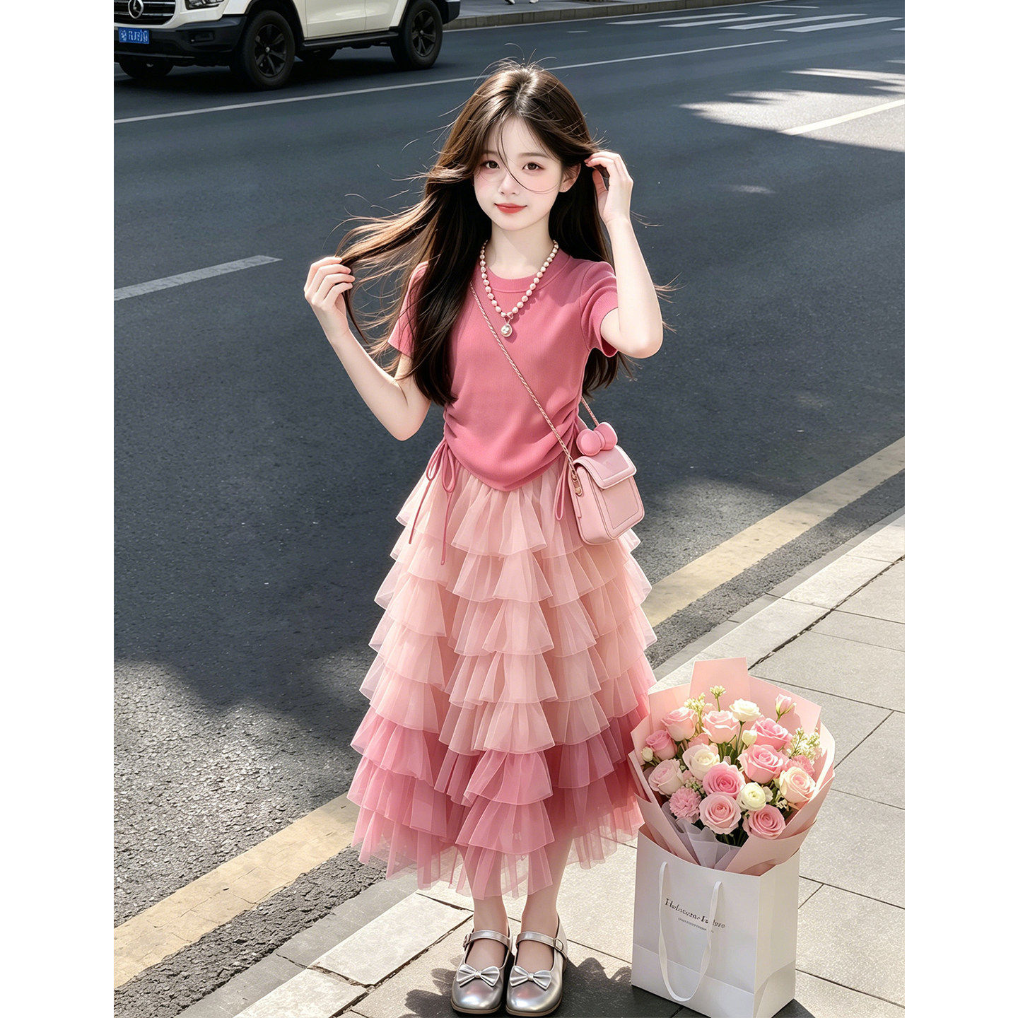 女童连衣裙夏装2026新款儿童夏季绝美裙子套装女大童夏薄款公主裙