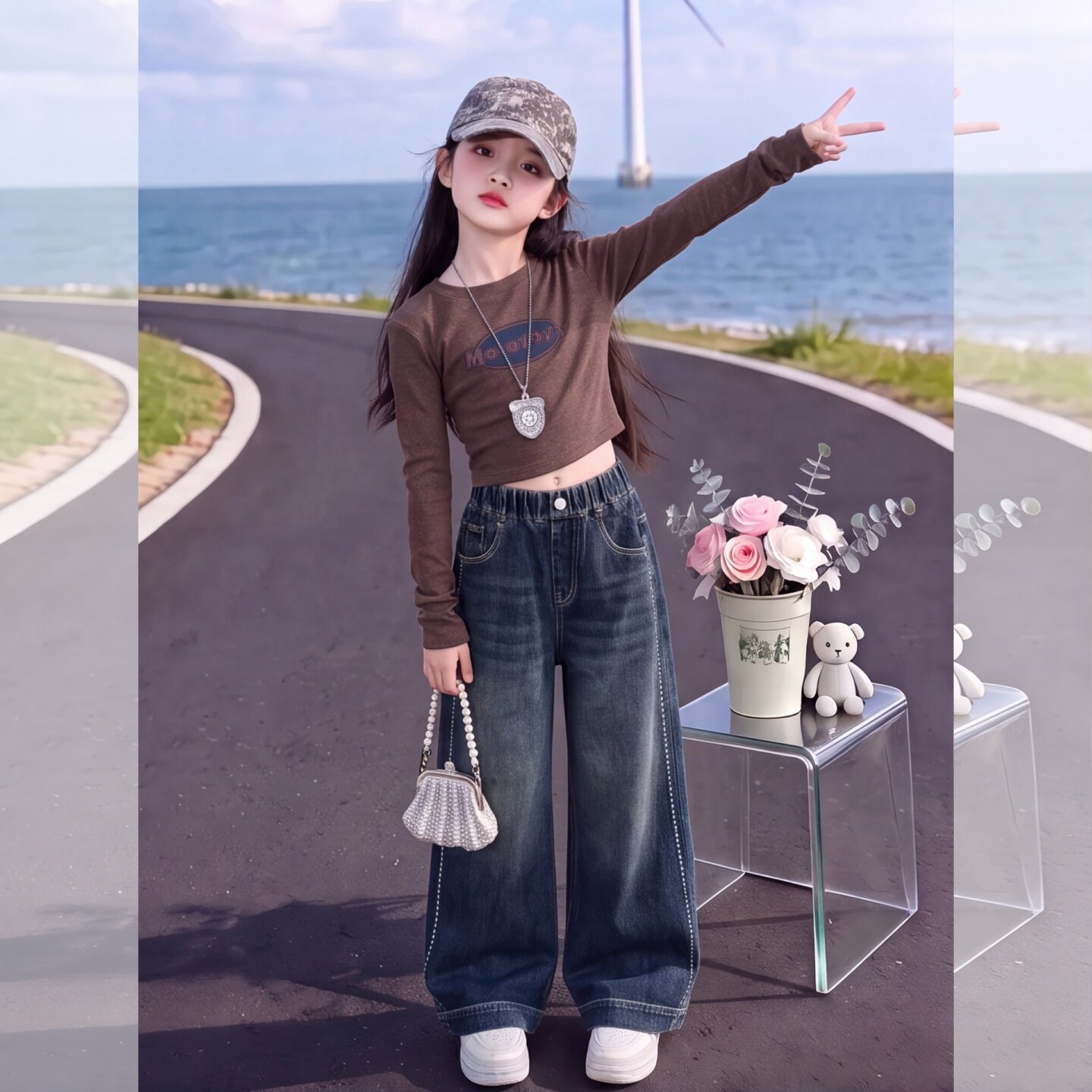 女童裤子秋季2026新款洋气大童牛