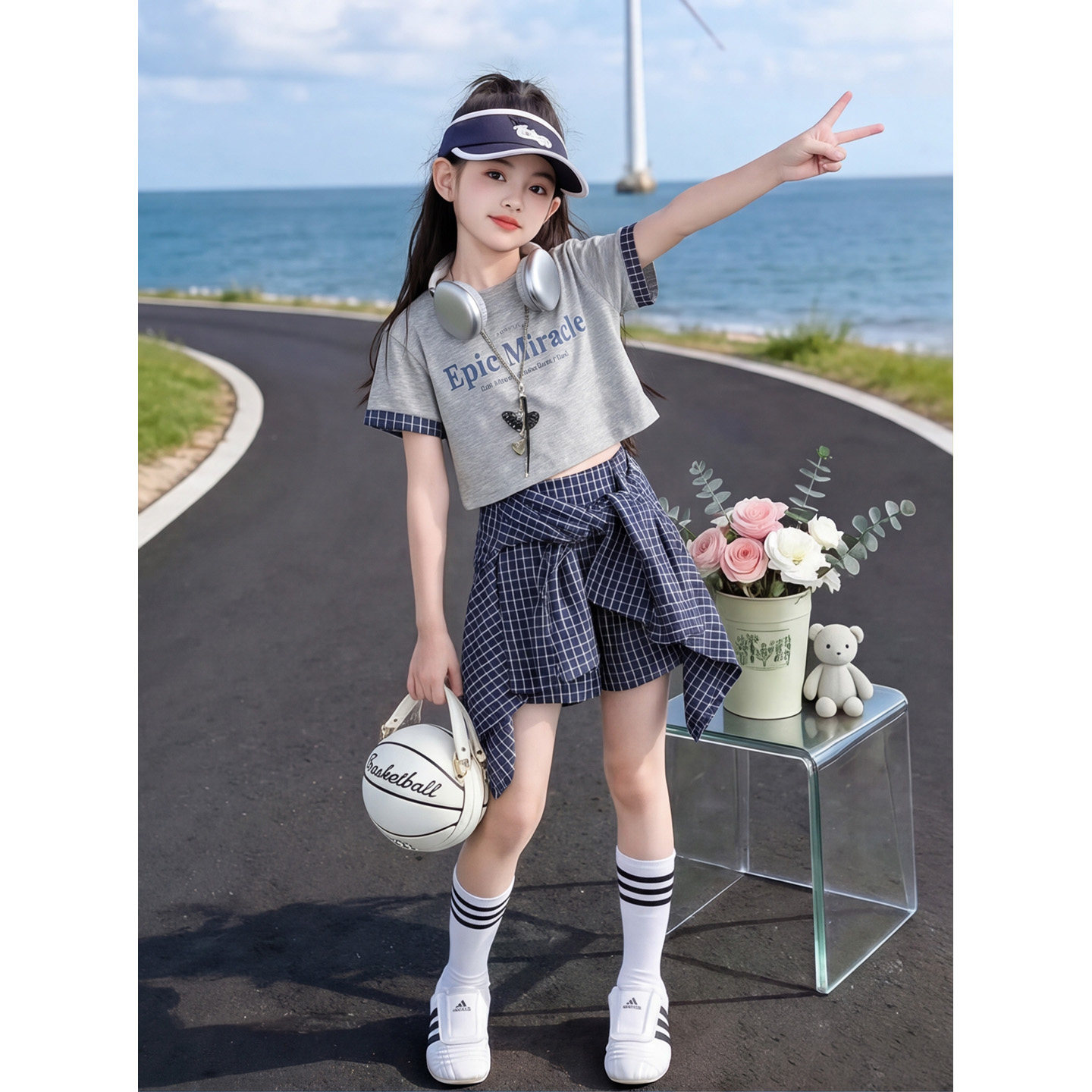 女童短袖t恤裙裤套装2026夏季