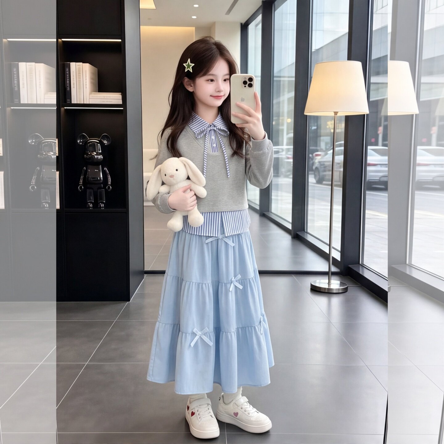 女童春秋假两件蛋糕裙套装