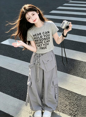 又酷又飒的大童女装夏套装2026新款儿童超好看初中生女童韩系穿搭