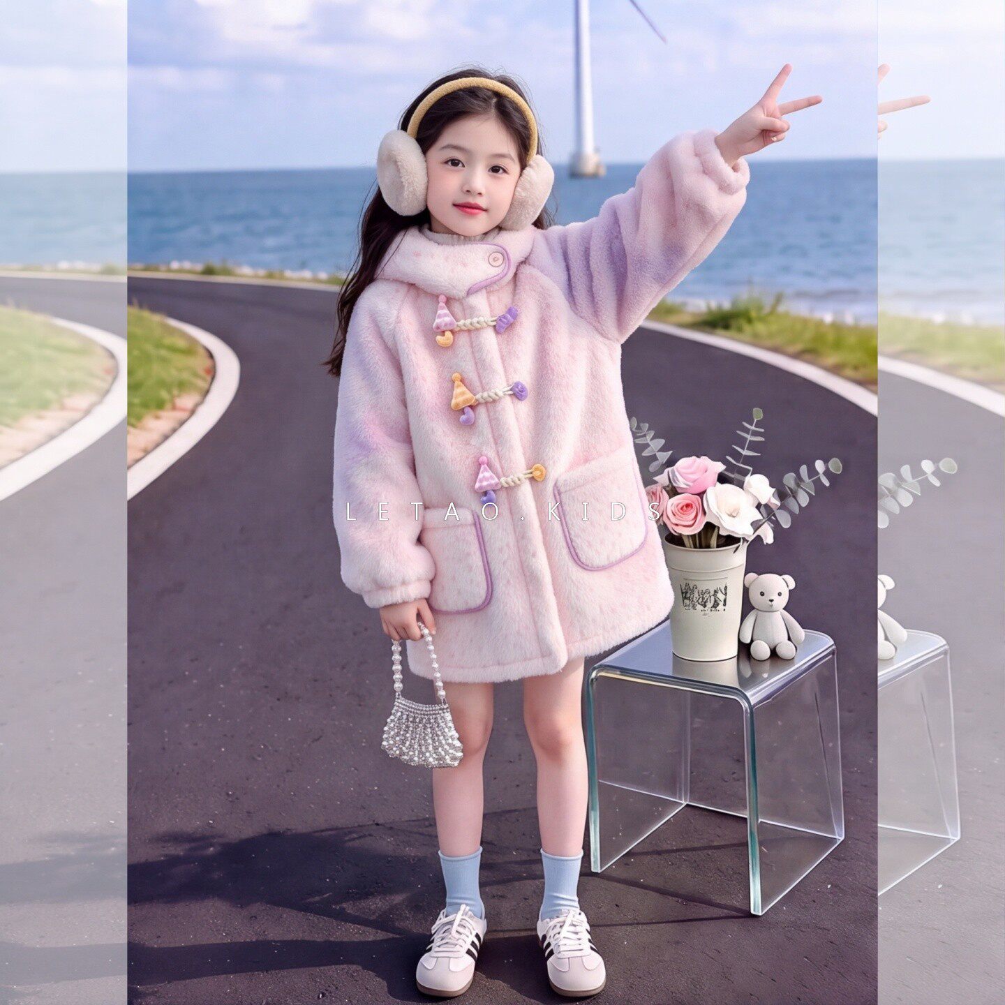 女童加绒加厚外套秋冬装2026新款儿童冬季毛毛衣大童休闲韩版连帽