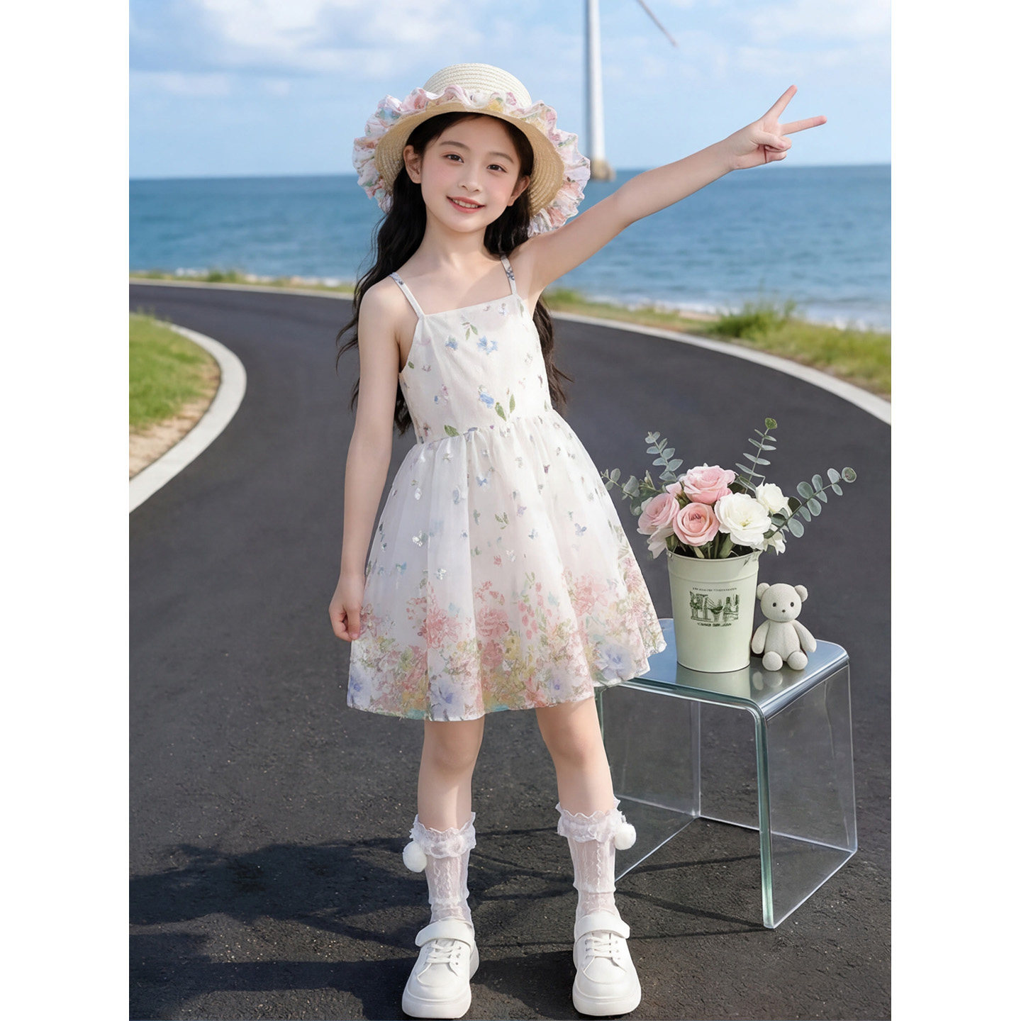 洋气收腰公主裙花童礼服裙夏装款