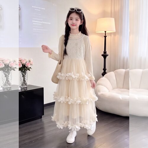 女童连衣裙2026秋季新款女孩小香