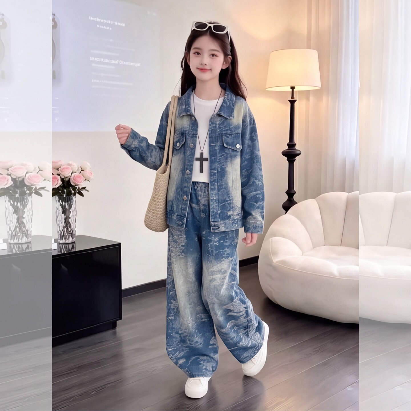 女童牛仔套装秋季2026新款儿童女
