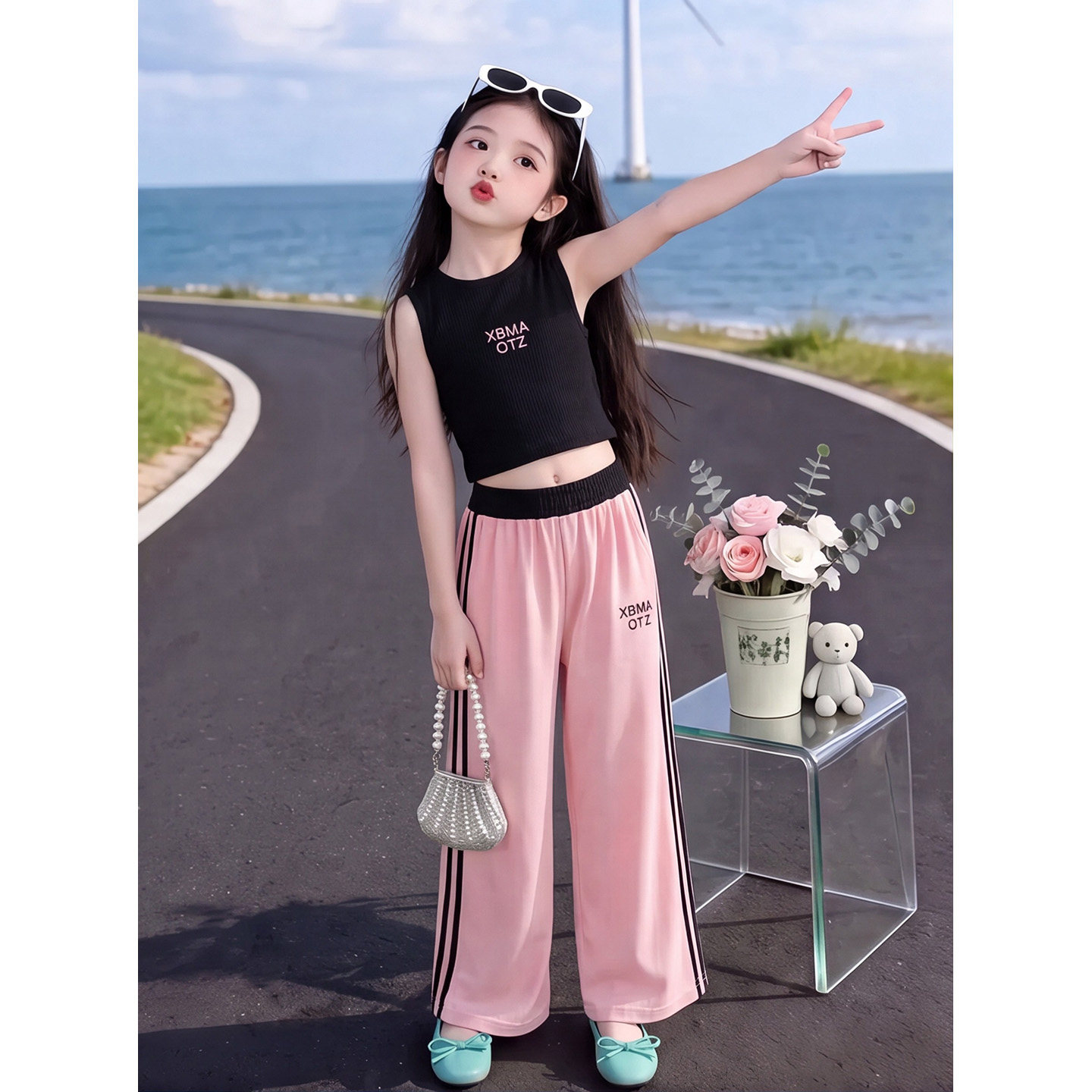 女童夏季休闲运动套装网红炸街两