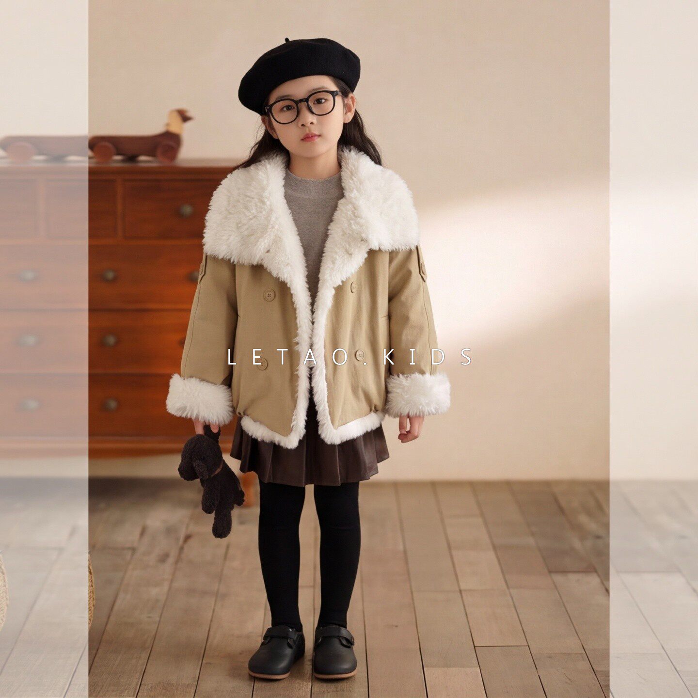 女童韩系加绒派克服外套冬装2026