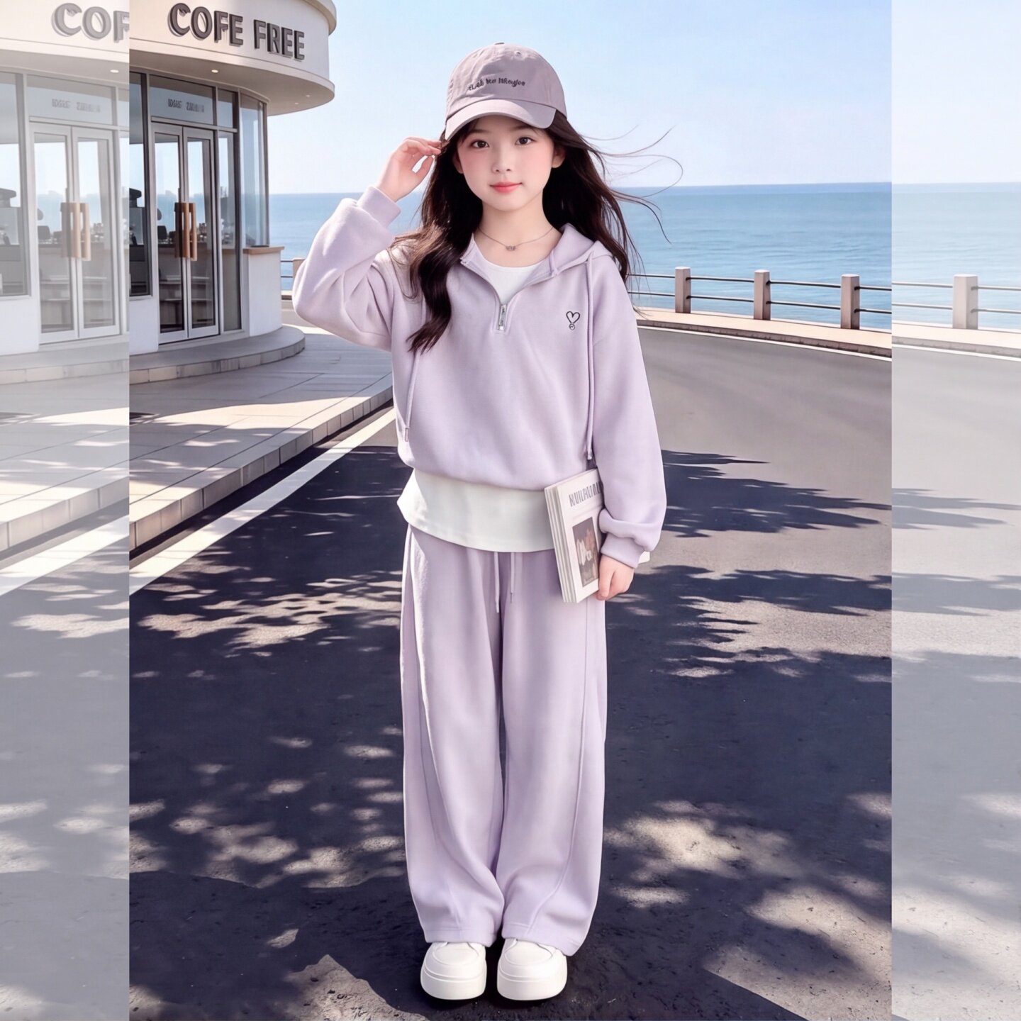 女童假两件卫衣套装秋装2026新款