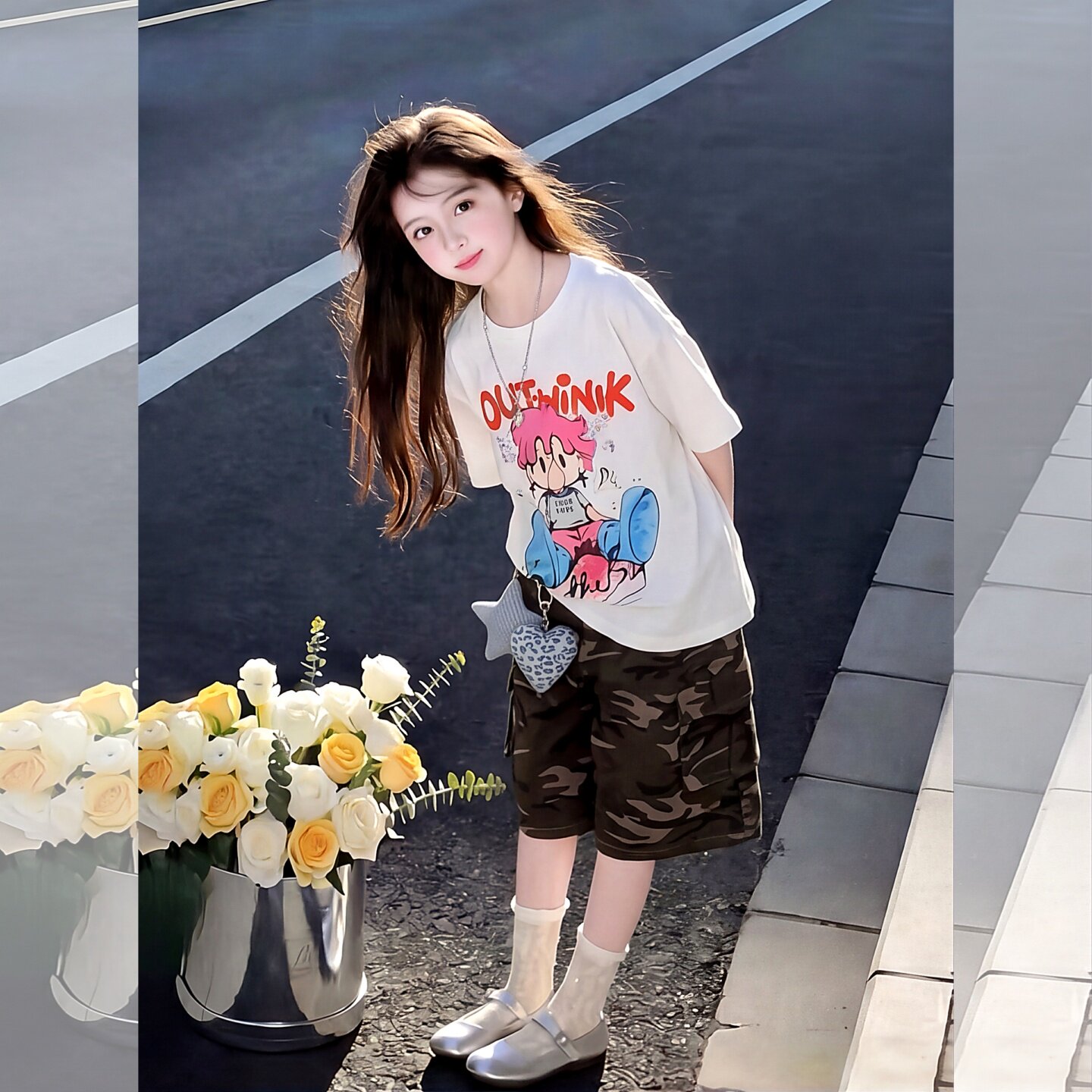 趣味卡通印花小孩短袖T恤男女童4
