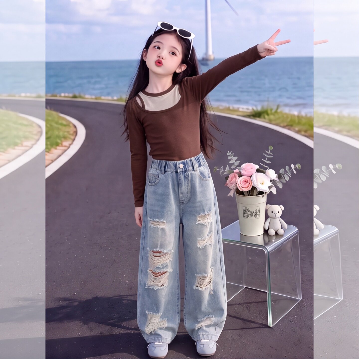 女童牛仔裤秋季2026新款洋气大童