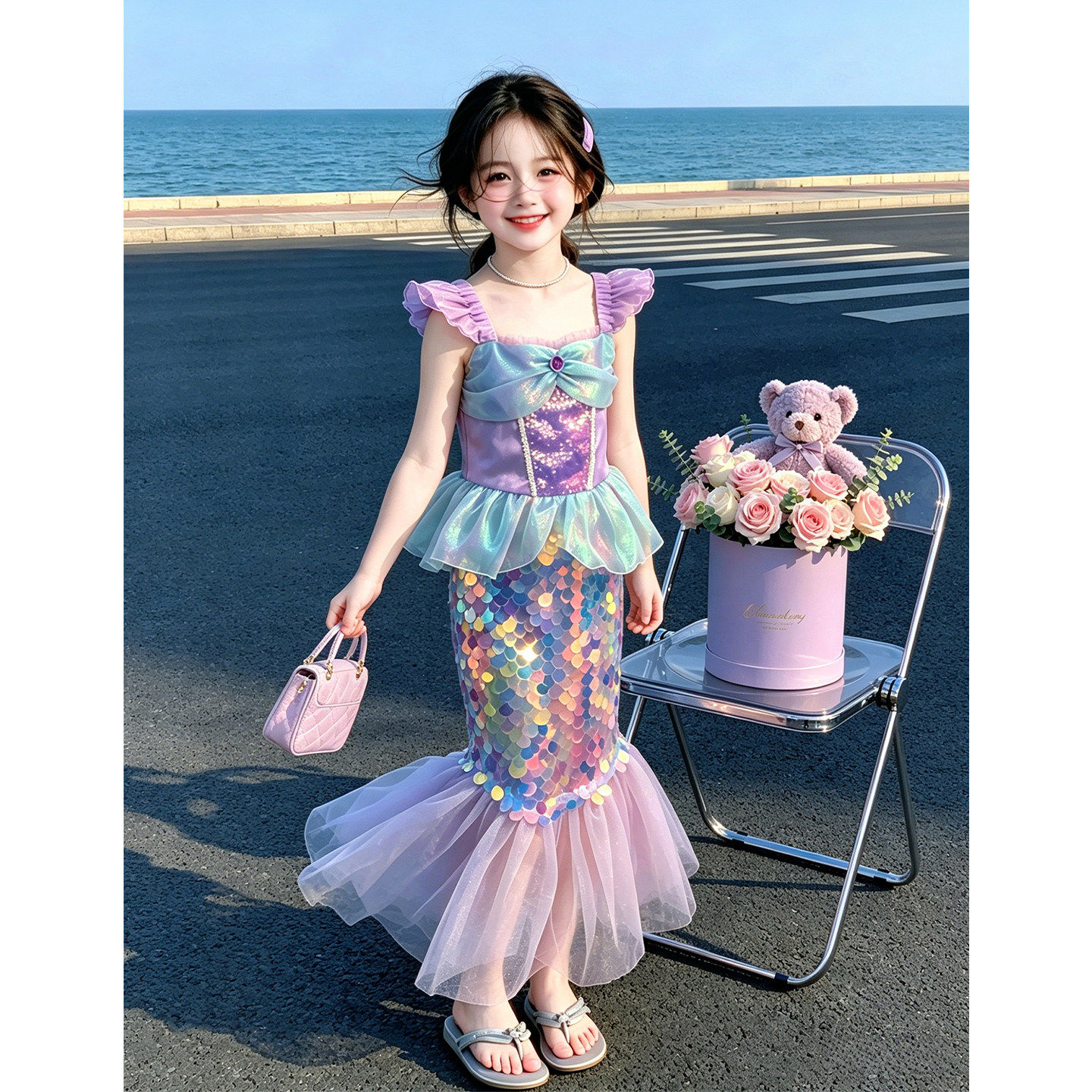 女童连衣裙夏季2026新款儿童夏装美人鱼裙子小女孩绝美鱼尾公主裙