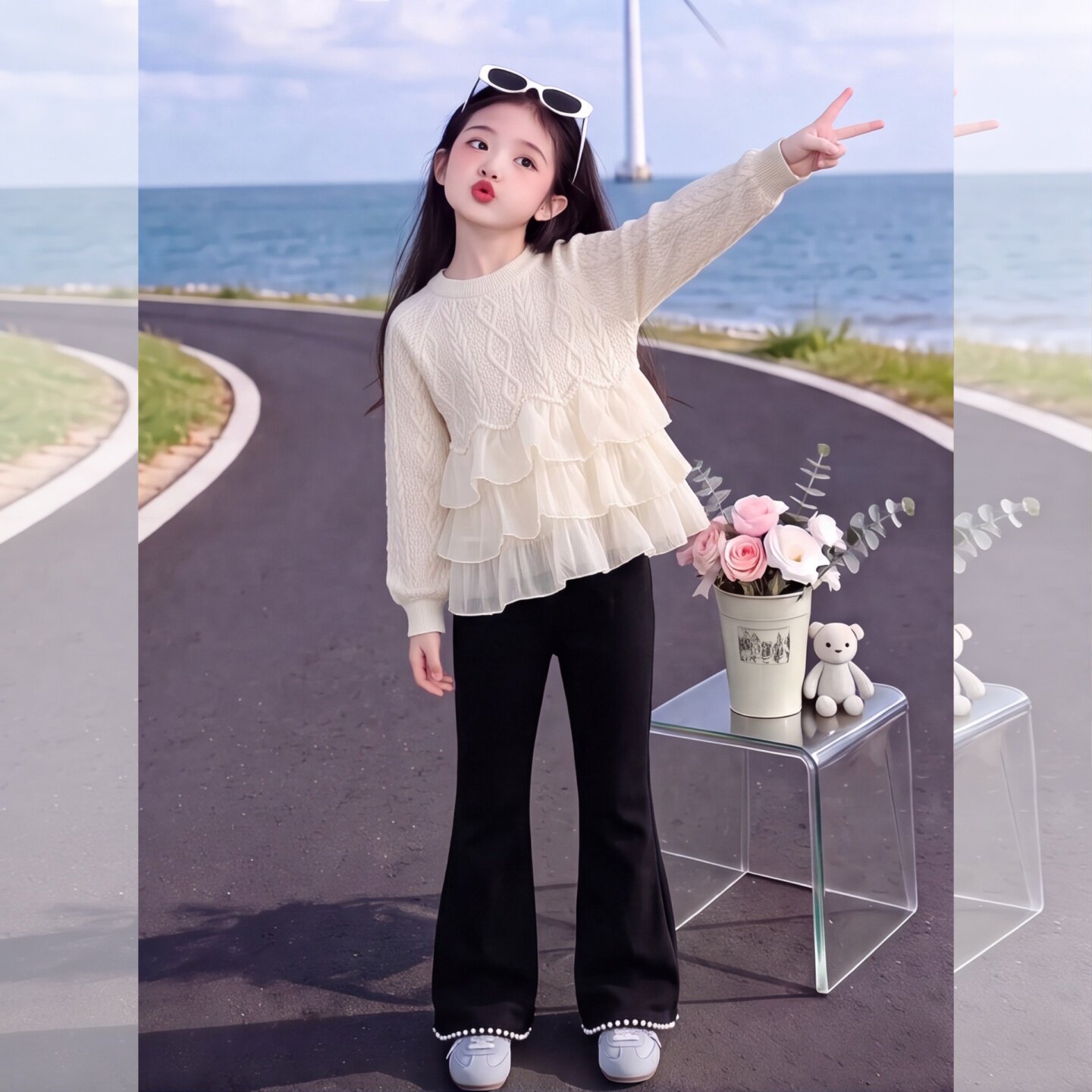 女童装秋季时髦洋气套装中大儿童