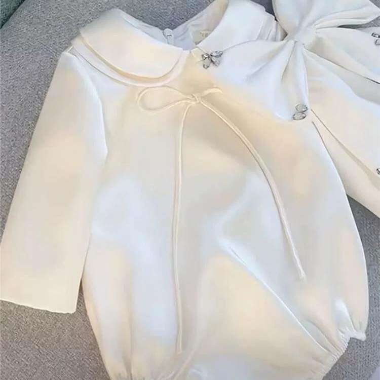 女童周岁秋冬娃娃领礼服连体衣