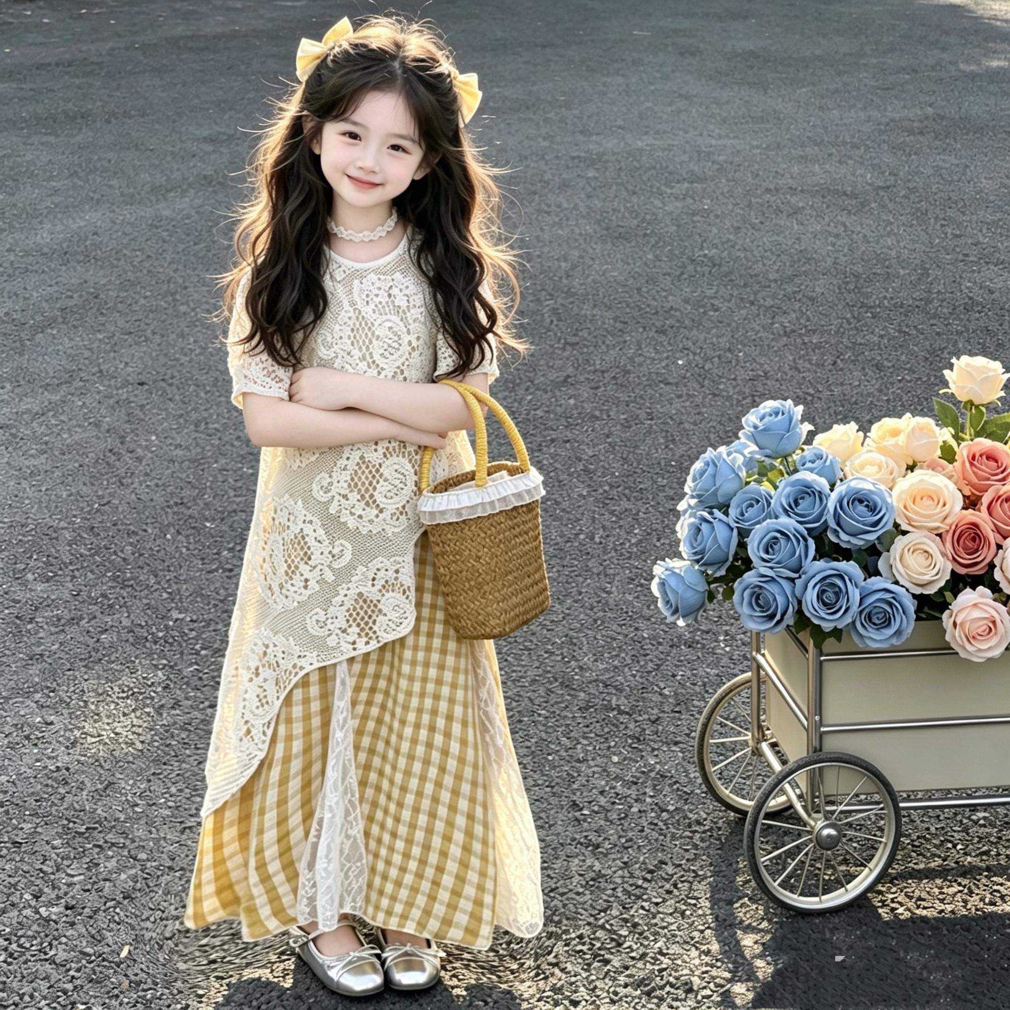 2026超火女童装女孩夏季韩系巨好看半身裙儿童夏天洋气短袖套装裙