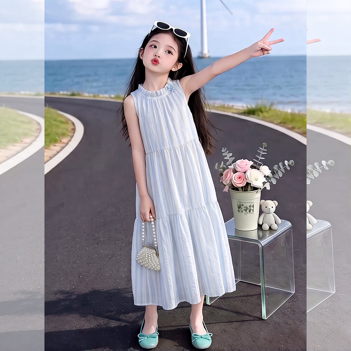 女童无袖连衣裙夏季2026新款时髦