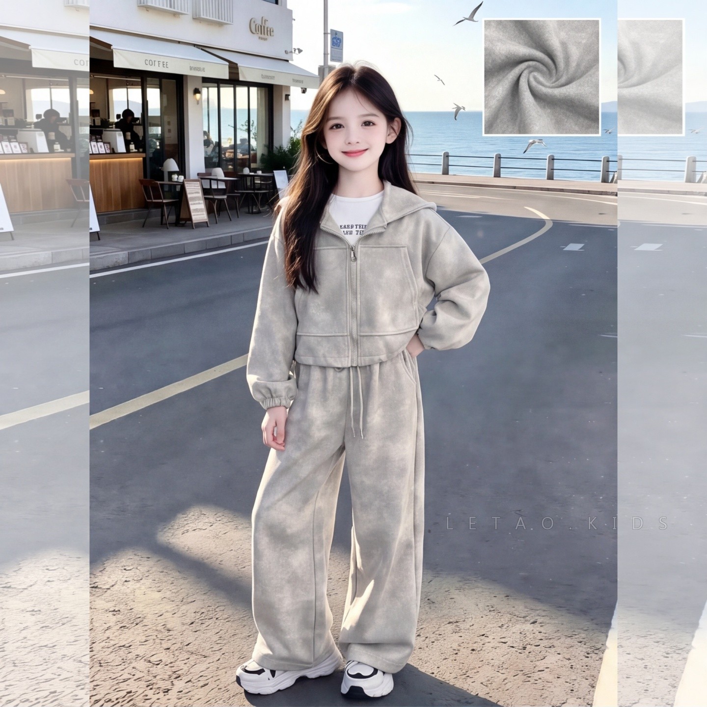 女童扎染外套阔腿裤套装2026新款
