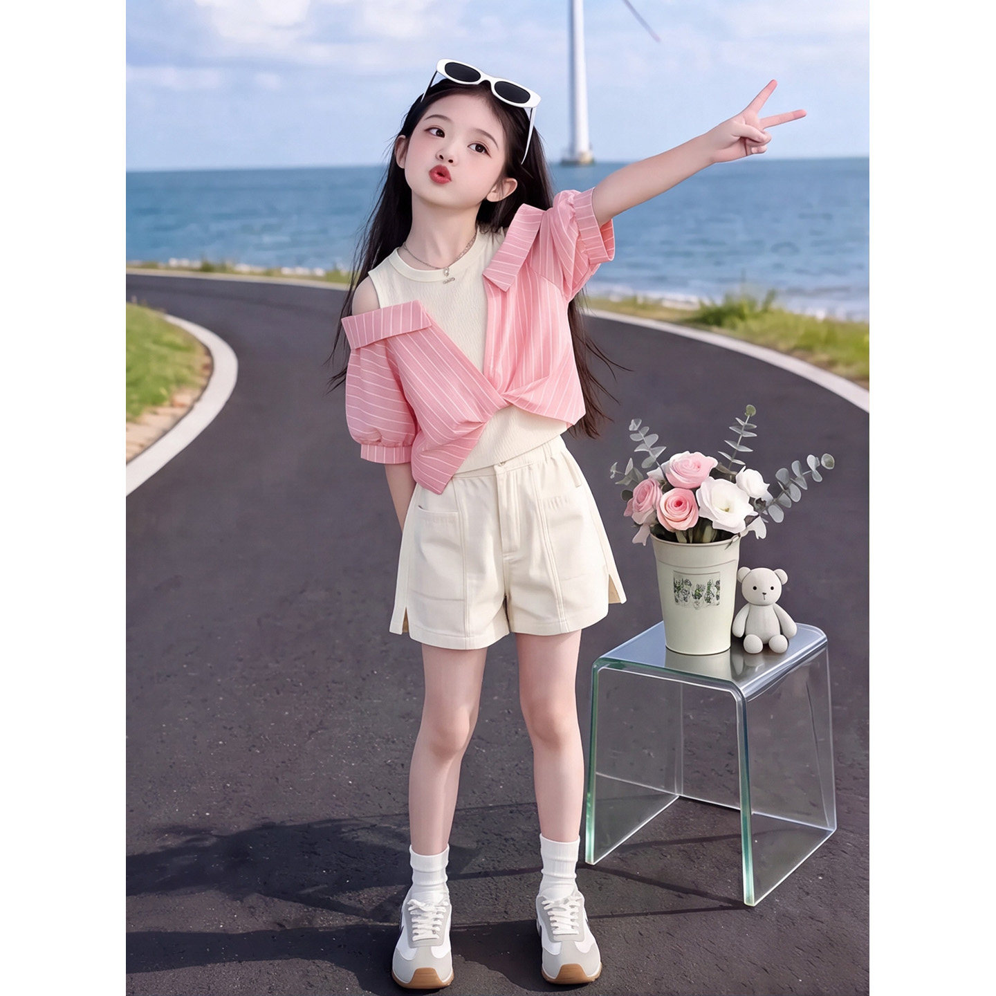 女童夏季套装2026新款中大童小女