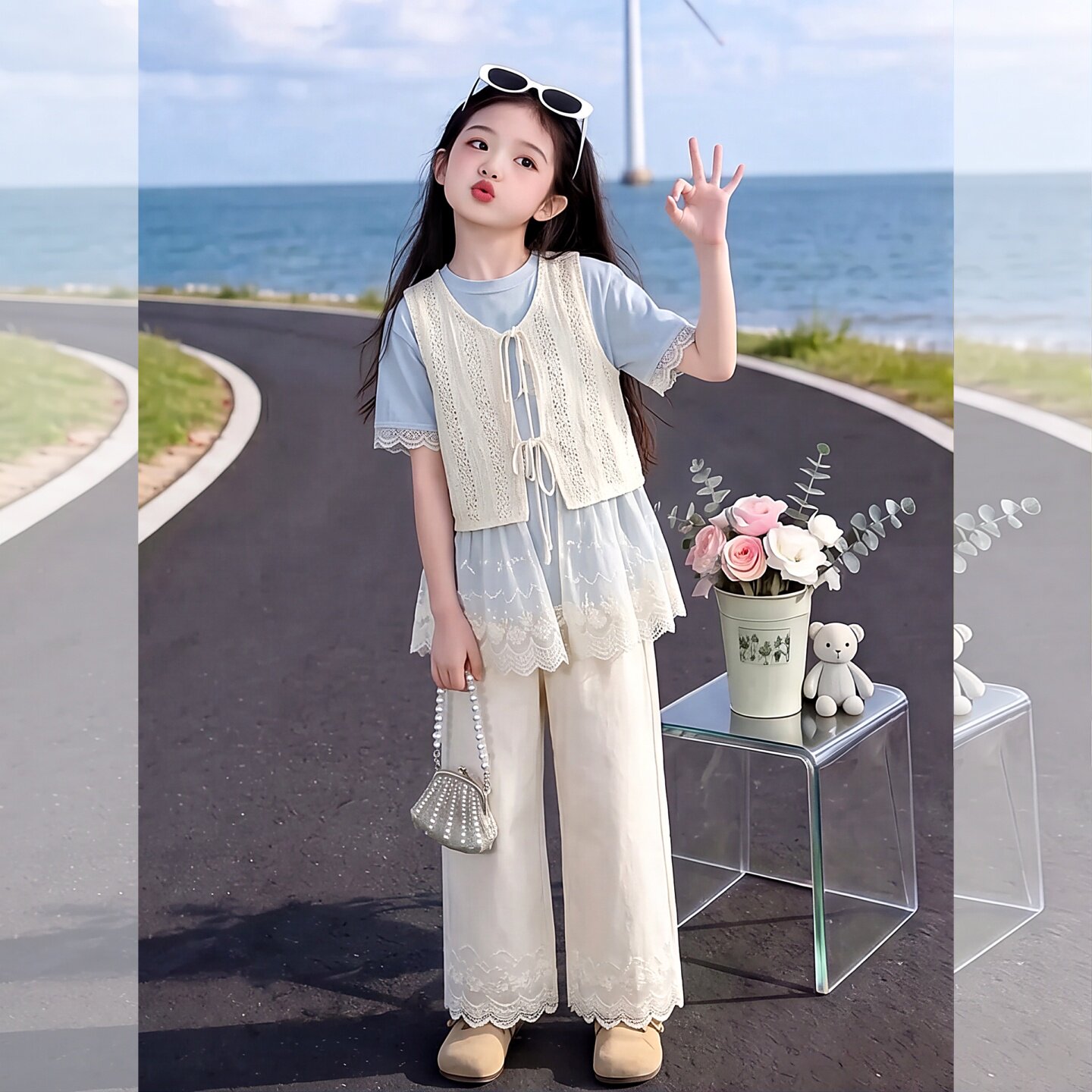女童夏季套装2026新款女童蕾马甲
