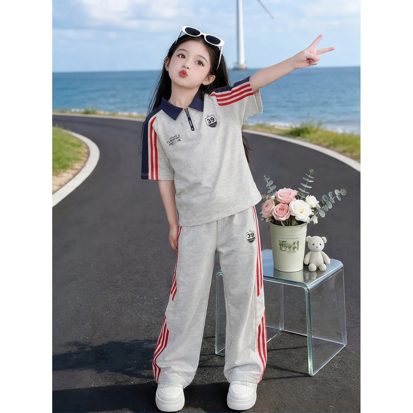 男女童夏装短袖套装2026新款中大童夏季运动夏款舒适气时髦套装