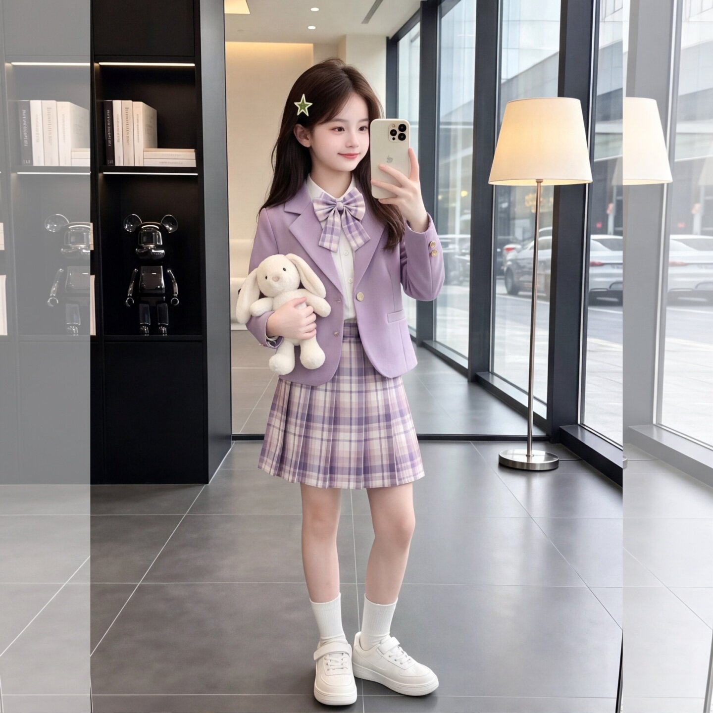 女童春秋JK学院风百褶裙三件套