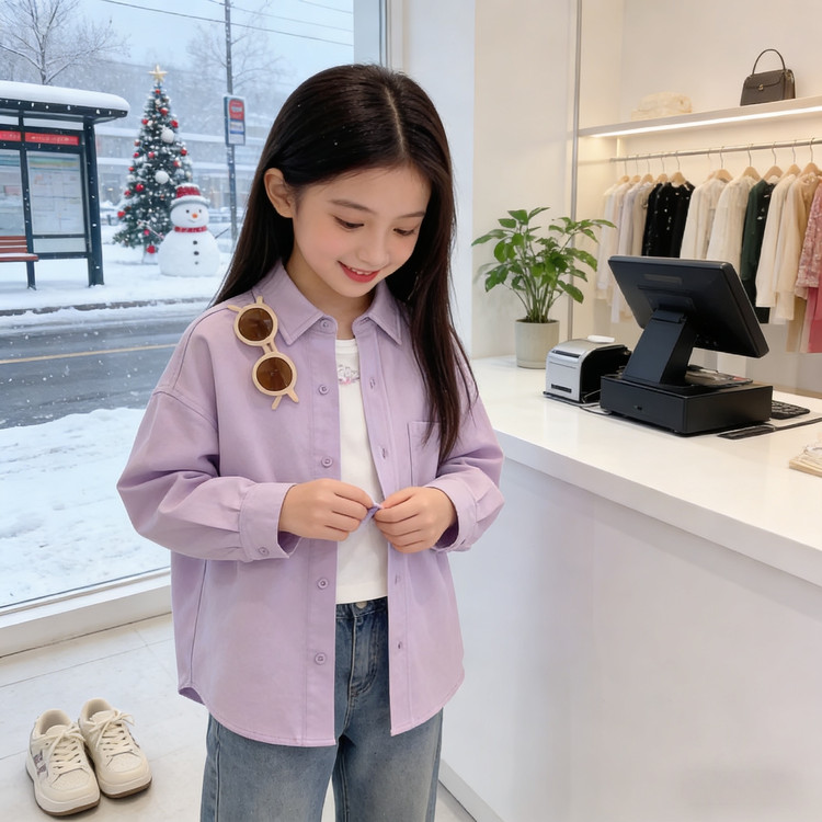 女童外套春秋款2026新款儿童春装洋气超好看衬衫大童女装早秋上衣