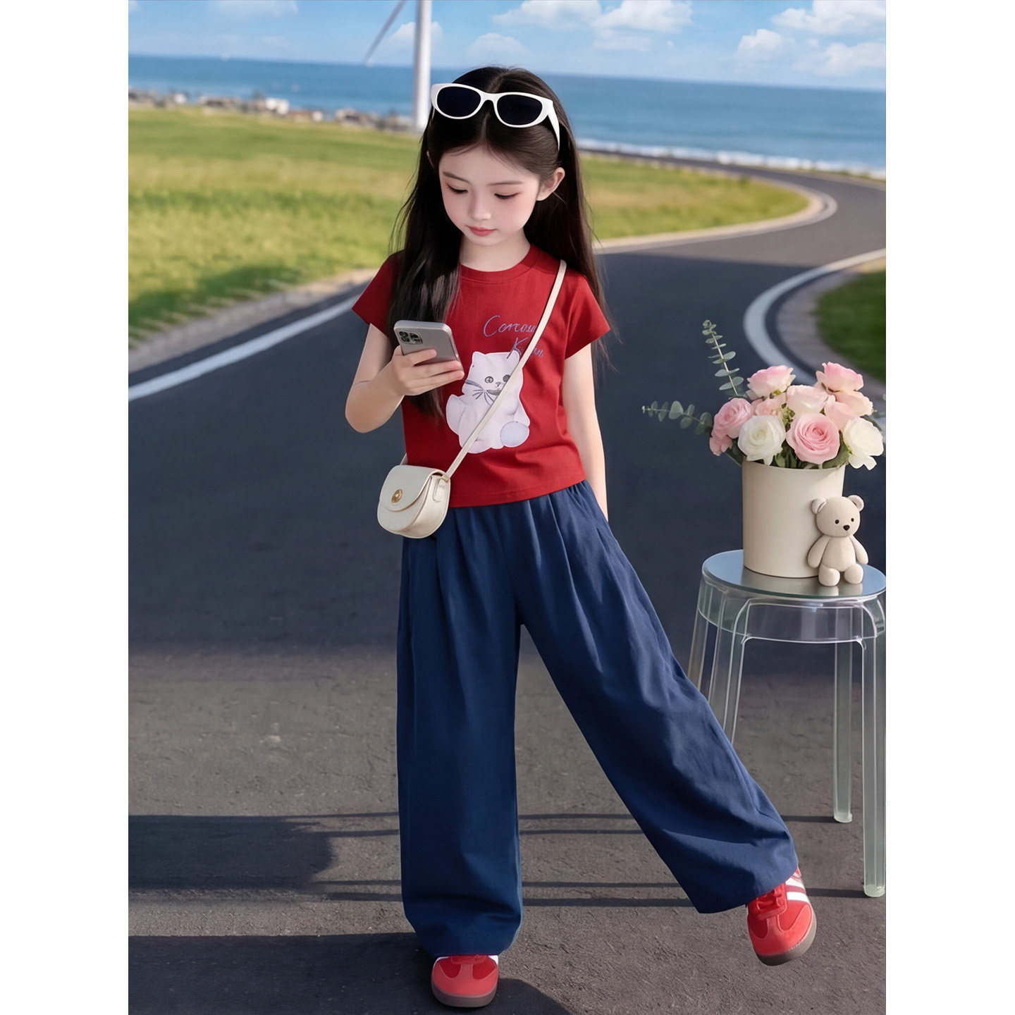 女童夏套装2026新款小女孩独特漂亮短袖T恤儿童夏季巨好看上衣夏