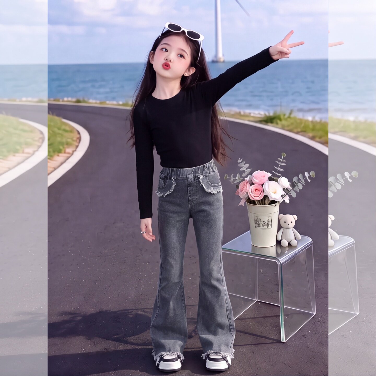 女大童喇叭裤秋季2026新款小女孩