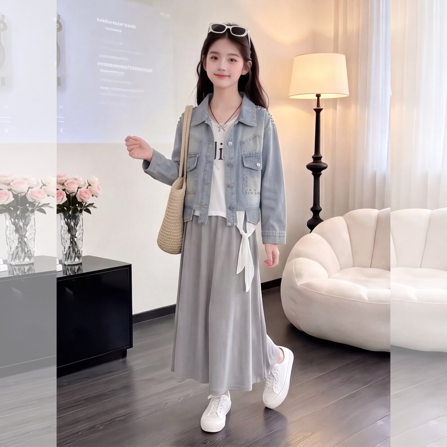 女童秋季款洋气牛仔衣2026中大童