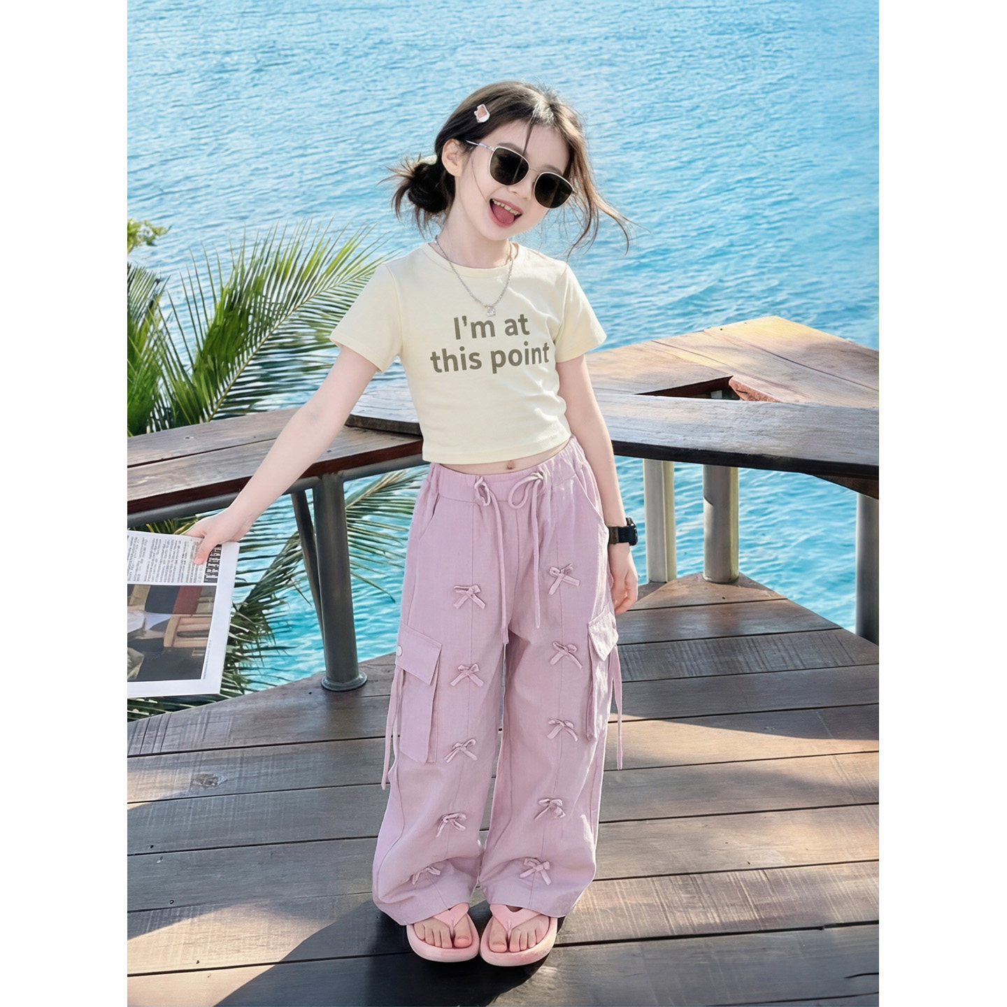 女童夏季韩版2026新款蝴蝶结套装