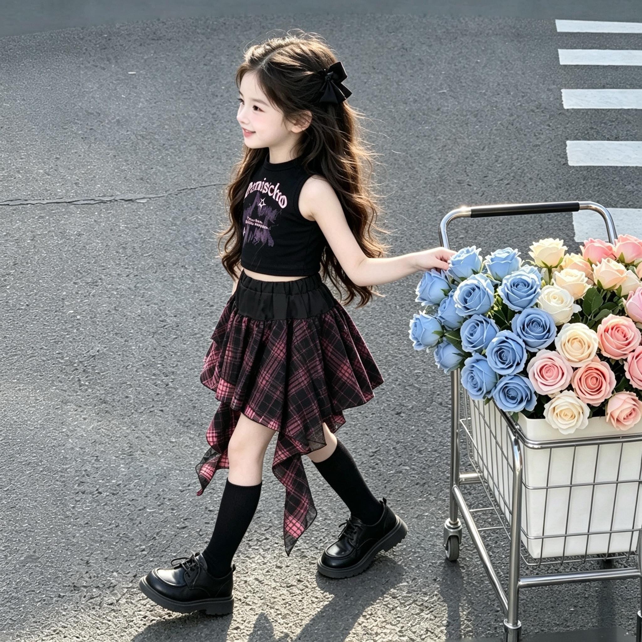 女童半身裙夏季裙裤2026新款夏装儿童短裙子大童女孩不规则辣妹裙