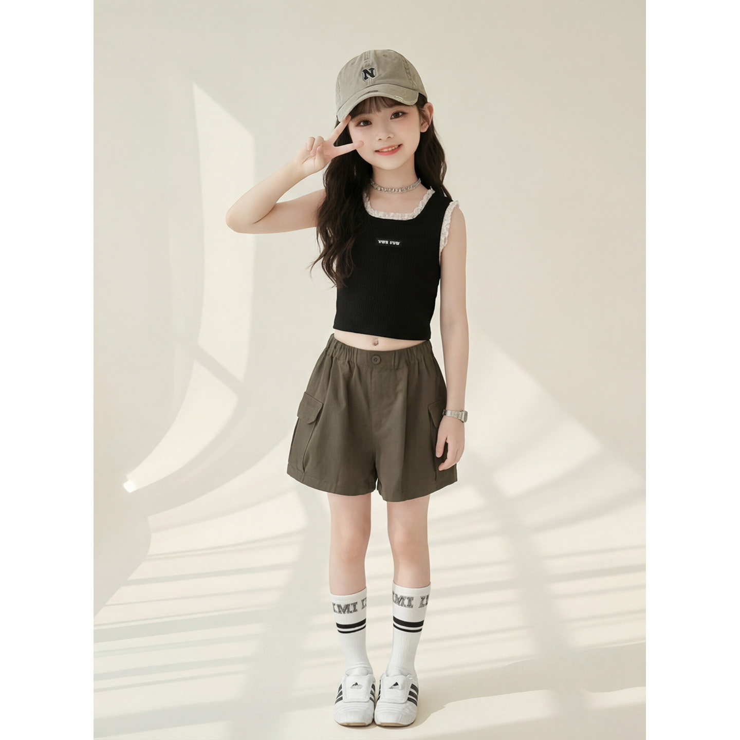 女童背心新款夏季拼接蕾丝打底衫