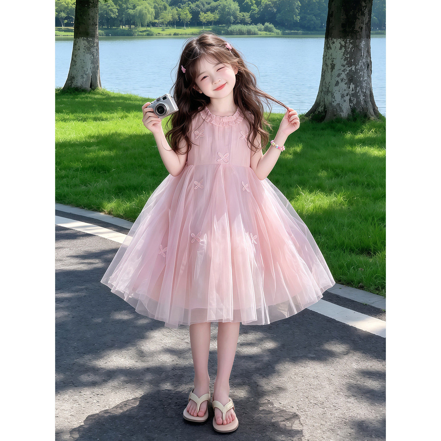 女童网纱连衣裙宝宝公主裙2026新款女装夏装洋气小女童甜美裙子仙