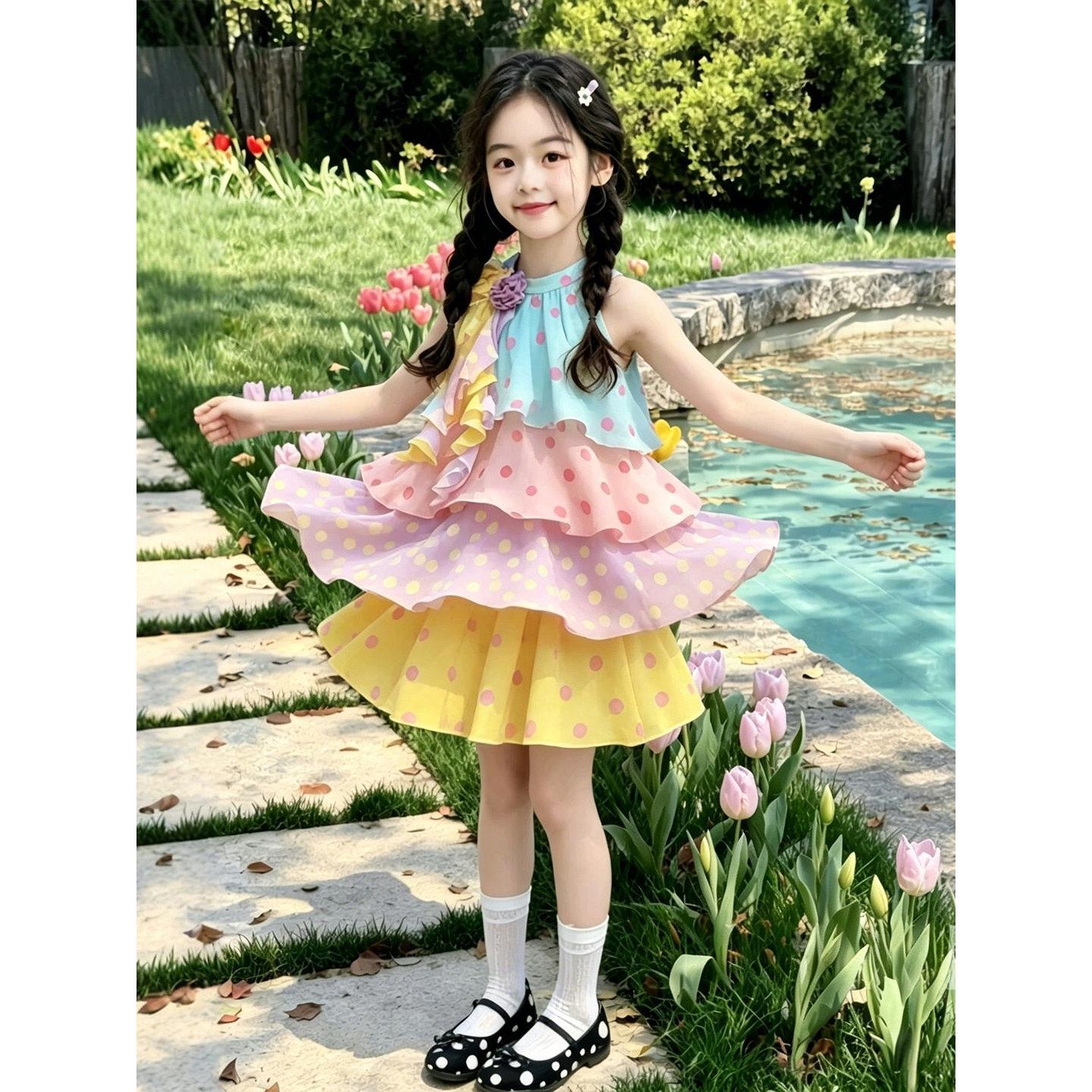 女童连衣裙轻奢小众高端小女孩高级感裙子2026新款夏天多巴胺穿搭