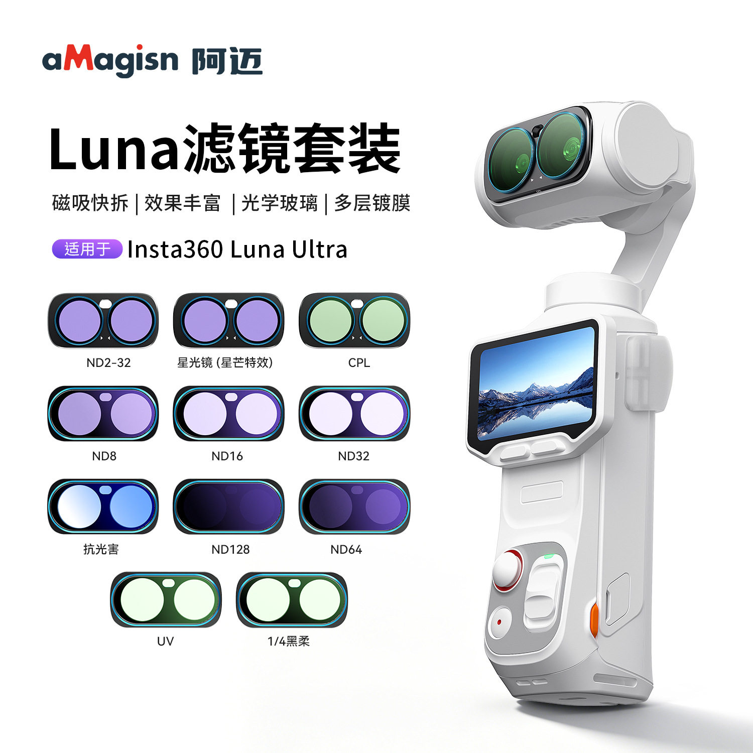 适用影石Insta360 Luna Ultra滤镜套装UV光学滤镜CPL抗光害ND配件图片