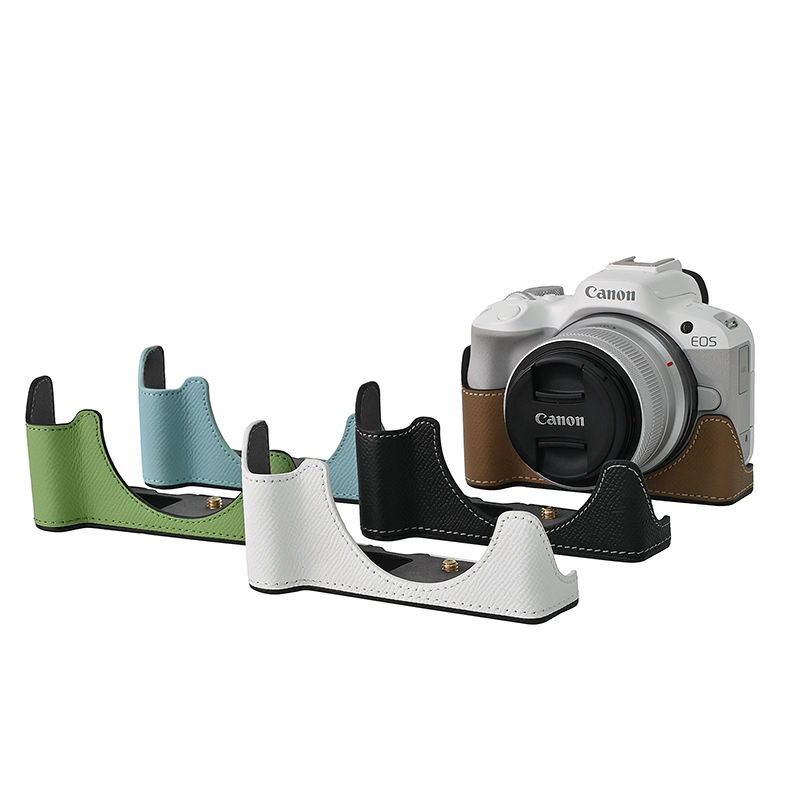 适用于佳能 EOS R50/R100半套相机包皮套开窗真皮底座合金版保护