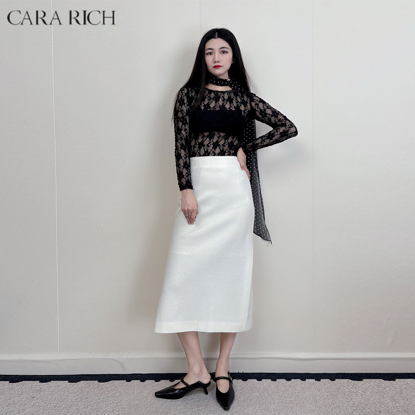 白色羊毛毛呢半身裙女2025秋冬新款高腰显瘦百搭时尚中长款裙子