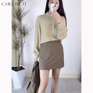 100%桑蚕丝长袖衬衫女2026新款高级感通勤纯色真丝双绉衬衣上衣