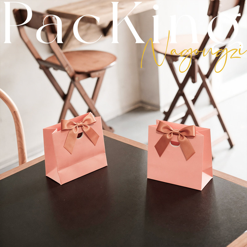 高端婚礼喜糖纸袋现货彩色蝴蝶结礼品袋白卡纸首饰袋喜糖袋logo