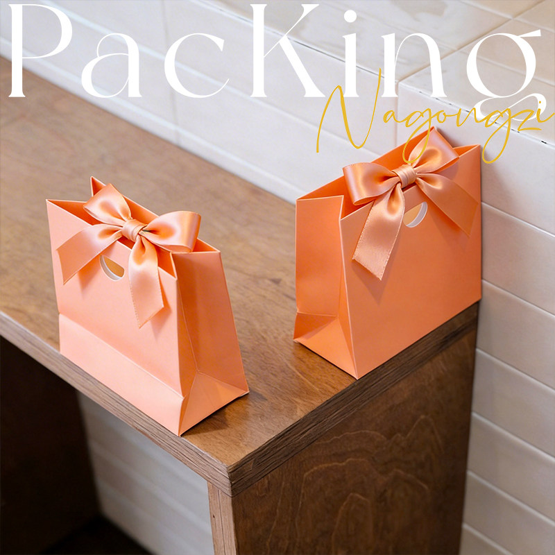 高端婚礼喜糖纸袋现货彩色蝴蝶结礼品袋白卡纸首饰袋喜糖袋logo